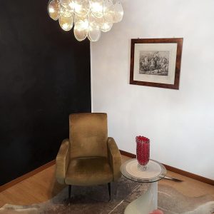 Lampa wisząca Vintage Murano z iryzującym szkłem 49 cm, detal szklanych elementów