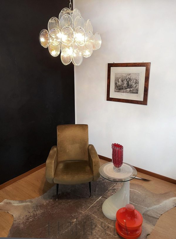 Lampa wisząca Vintage Murano z iryzującym szkłem 49 cm, detal szklanych elementów