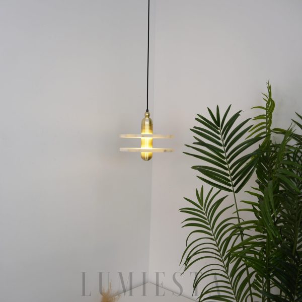 Lampa wisząca alabastrowa Lupa Alabaster 18 cm 28 cm, widok od dołu