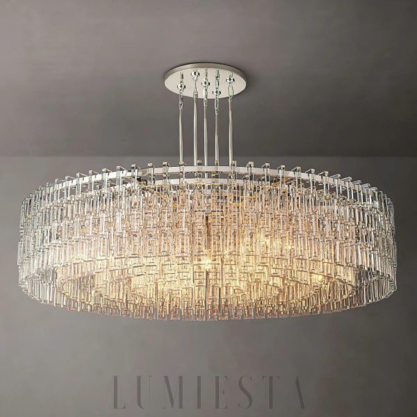 Marigna - Round 60-inch lamp with crystals, brass