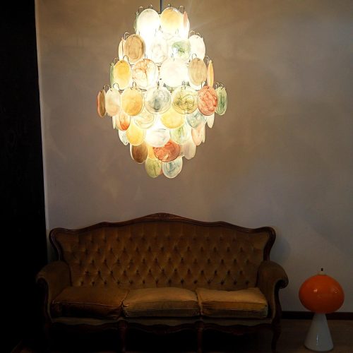 Lampa sufitowa Vintage Murano 75 cm - kolorowe szklane dyski i metalowa oprawa