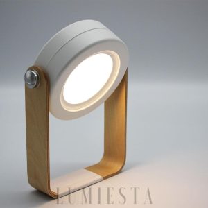 Stylowa lampa stołowa i wisząca z drewna i metalu