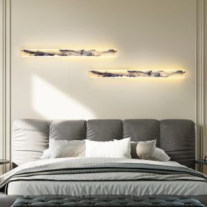 Elegancka prostokątna lampa ścienna z marmuru 60 90 120 cm