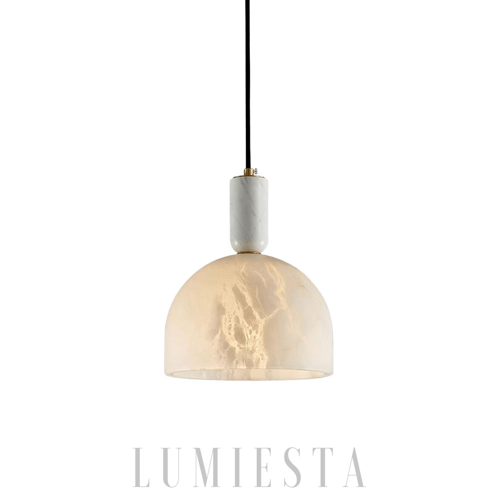 Blair - Biała lampa wisząca z alabastru