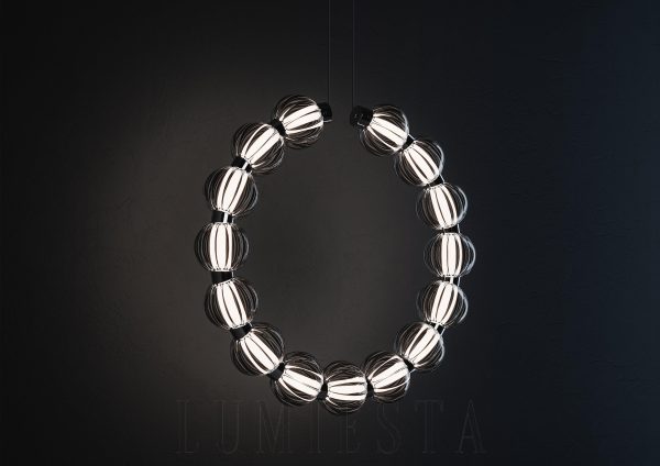 Lampa wisząca Amulet B srebrna, okrągła Ø52/74/88 cm