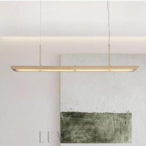 Stylowa lampa wisząca linearna mosiądz/biała 140 cm