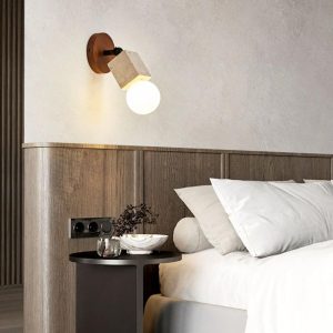 Regulowany kinkiet ścienny kostka trawertyn beżowy 10x24cm