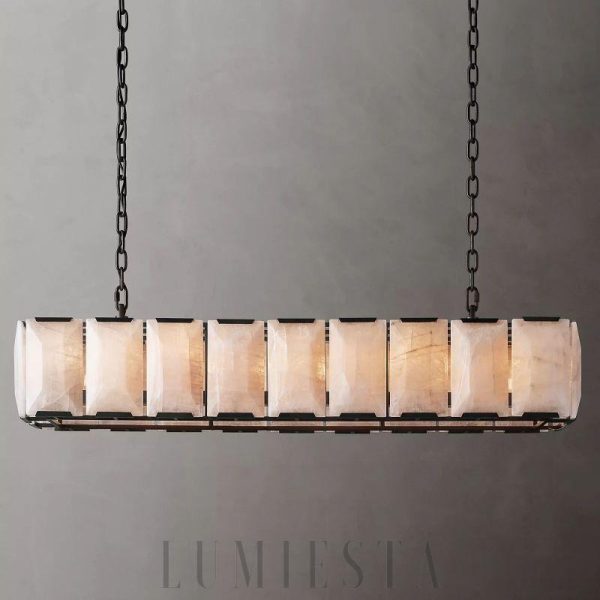 Lampa wisząca Harson Calcite 62" prostokątna mosiądz/czarny