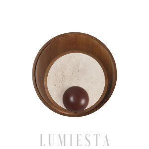 Kaplan - Beżowa Okrągła Lampa Ścienna o Średnicy 30cm