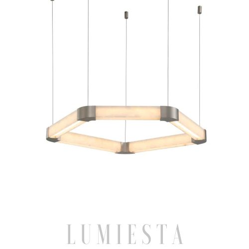 Alabastrowy okrągły żyrandol 90 cm elegancki LED