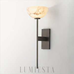 Cup - Lampa ścienna Alabaster stylowa biało złota 16cm 52cm