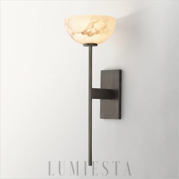 Cup - Lampa ścienna Alabaster stylowa biało złota 16cm 52cm