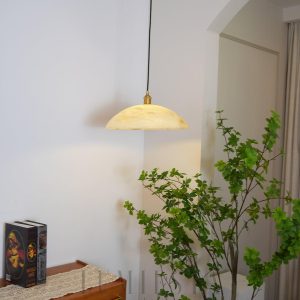 Cairngorm - Stylowa lampa wisząca alabastrowa, mosiężna