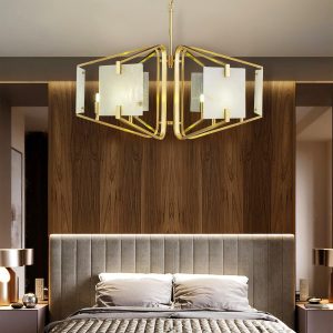 Luksusowy żyrandol alabastrowy w stylu nowoczesnym Mosiądz