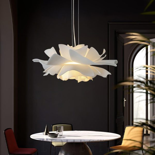 Lotus - Biała nowoczesna lampa wisząca Ø40–70 cm, do salonu