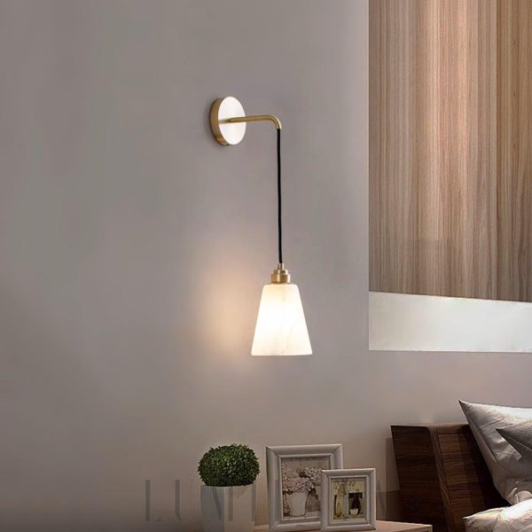 wm_15484905669894509398.jpg Mykonos - Lampa ścienna stożkowa Alabaster biało-złota