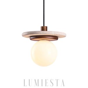 Lampa wisząca Murto trawertynowa ze szklaną kulą 20cm
