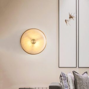 Monte - Lampa ścienna okrągła alabastrowa 26 cm ciepła/zimna