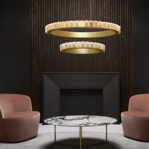 Avalon - Alabastrowy pierścień w mosiężnej oprawie