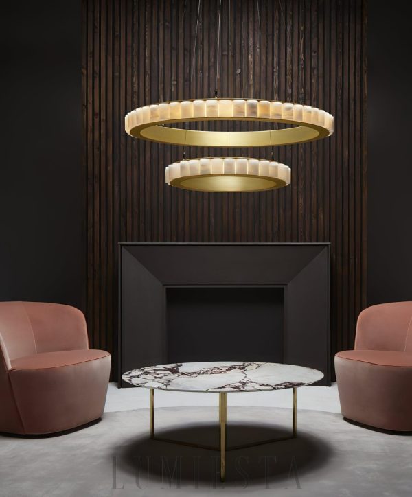 Avalon - Alabastrowy pierścień w mosiężnej oprawie