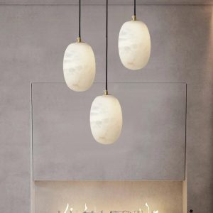 Lyura - Lampa wisząca Alabaster - kamień, mosiądz 10×15 cm