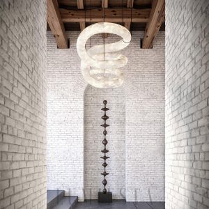 Żyrandol Alabaster Infinity designerski kształt 150cm biały