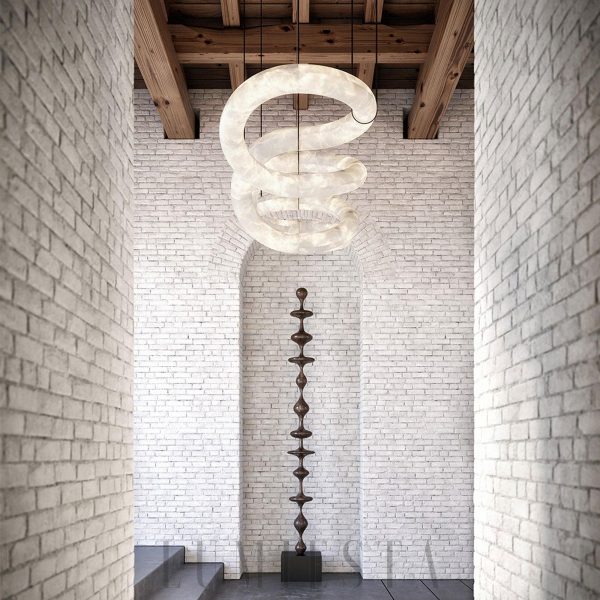 Żyrandol Alabaster Infinity designerski kształt 150cm biały