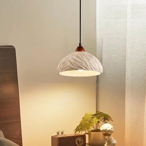 Gurano - Lampa wisząca retro z cementu okrągła beżowa 28cm