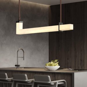 Alabastrowa lampa wisząca Axis linearna 120cm biała