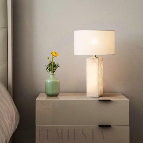 Lampa stołowa alabastrowa Rivage - minimalistyczna forma i ciepłe światło