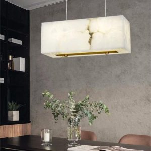 Eaton - Alabastrowa lampa prostokątna, mosiądz/biel