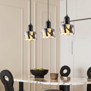 Luksusowa okrągła lampa wisząca z marmuru 12cm 44cm