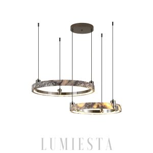 Żyrandol marmurowy okrągły biały czarny średnica 49 65cm