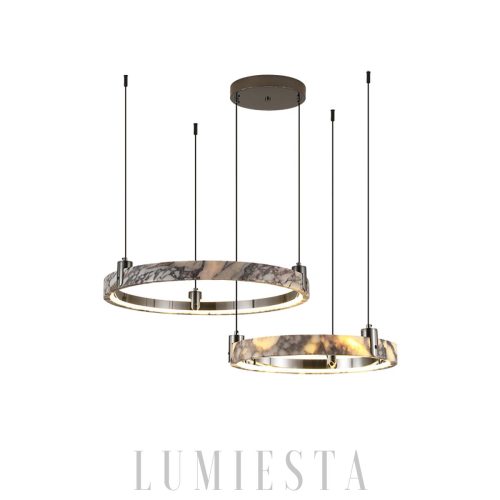 Żyrandol marmurowy okrągły biały czarny średnica 49 65cm