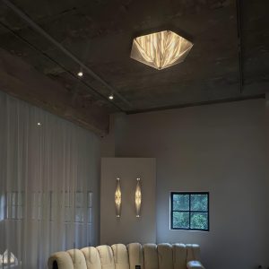 Lampa sufitowa Fragment chrom i przezroczysta - detal połysku stali i szkła