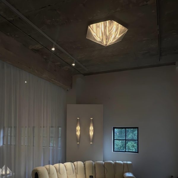 Lampa sufitowa Fragment chrom i przezroczysta - detal połysku stali i szkła