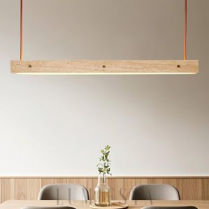 Lampa wisząca podłużna z naturalnego trawertynu, 120cm, idealna do jadalni nad stół