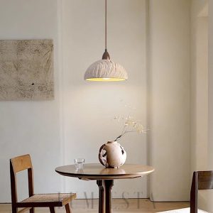 Gurano - Lampa wisząca retro z cementu okrągła beżowa 28cm