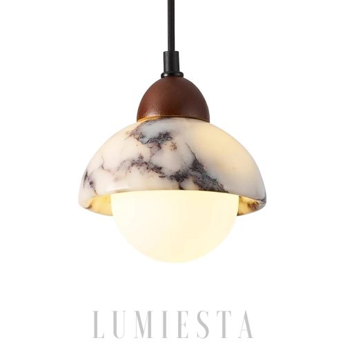 Prima - Lampa wisząca półkole marmur biały Średnica 15cm H18cm