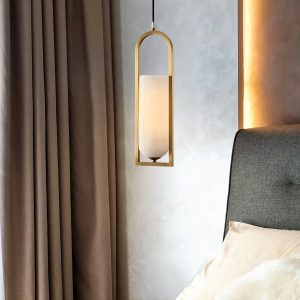 Melange - Lampa wisząca Alabaster w mosiężnej oprawie 13cm