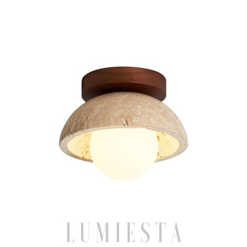 Piedra - Sufitowa lampa trawertynowa, naturalny styl 15 cm