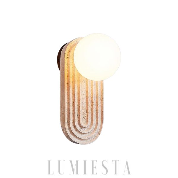 Owalny trawertynowy kinkiet Trent 11x16x25cm beżowy