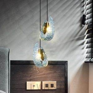 wm_16098295919862783550.jpg Islay - Lampa wisząca niebieskie szkło mosiężna 13cm x 23cm