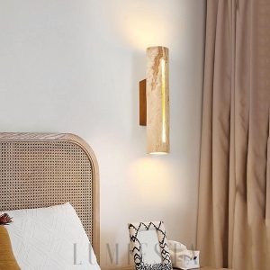 Timbuktu - Beżowa lampa ścienna z trawertynu 28 cm