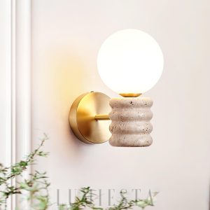 Lampa ścienna Romus Travertine – beżowa, minimalistyczna