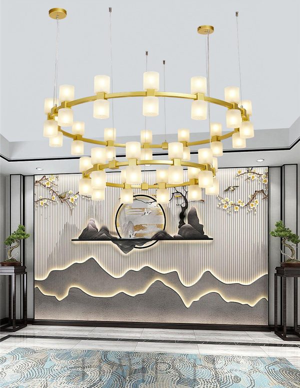 Semper Mia okrągły mosiężny żyrandol LED 100cm do salonu