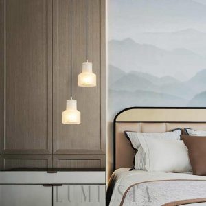 Elegancka lampa wisząca Millson 12 cm alabaster mosiądz