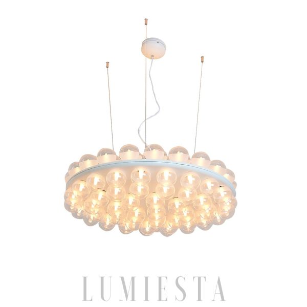 Lampa wisząca okrągła z podświetleniem LED w białym kolorze