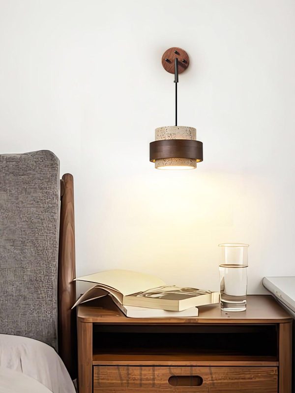 Stonova - Kinkiet Cylinder z Travertynu, Beż z Orzechem