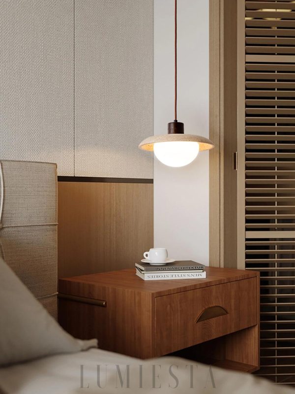 wm_16206771060226447338.jpg Noah - Lampa wisząca z trawertynu i szkła, Ø25cm, do kuchni, skandynawska